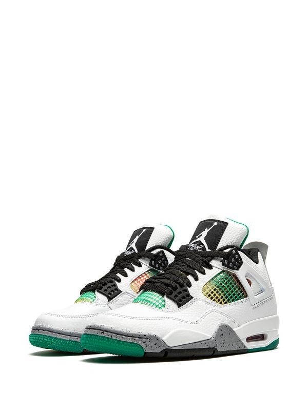Jordan 4 Retro Lucid Green Rasta Sneakers - Vintage Inspired